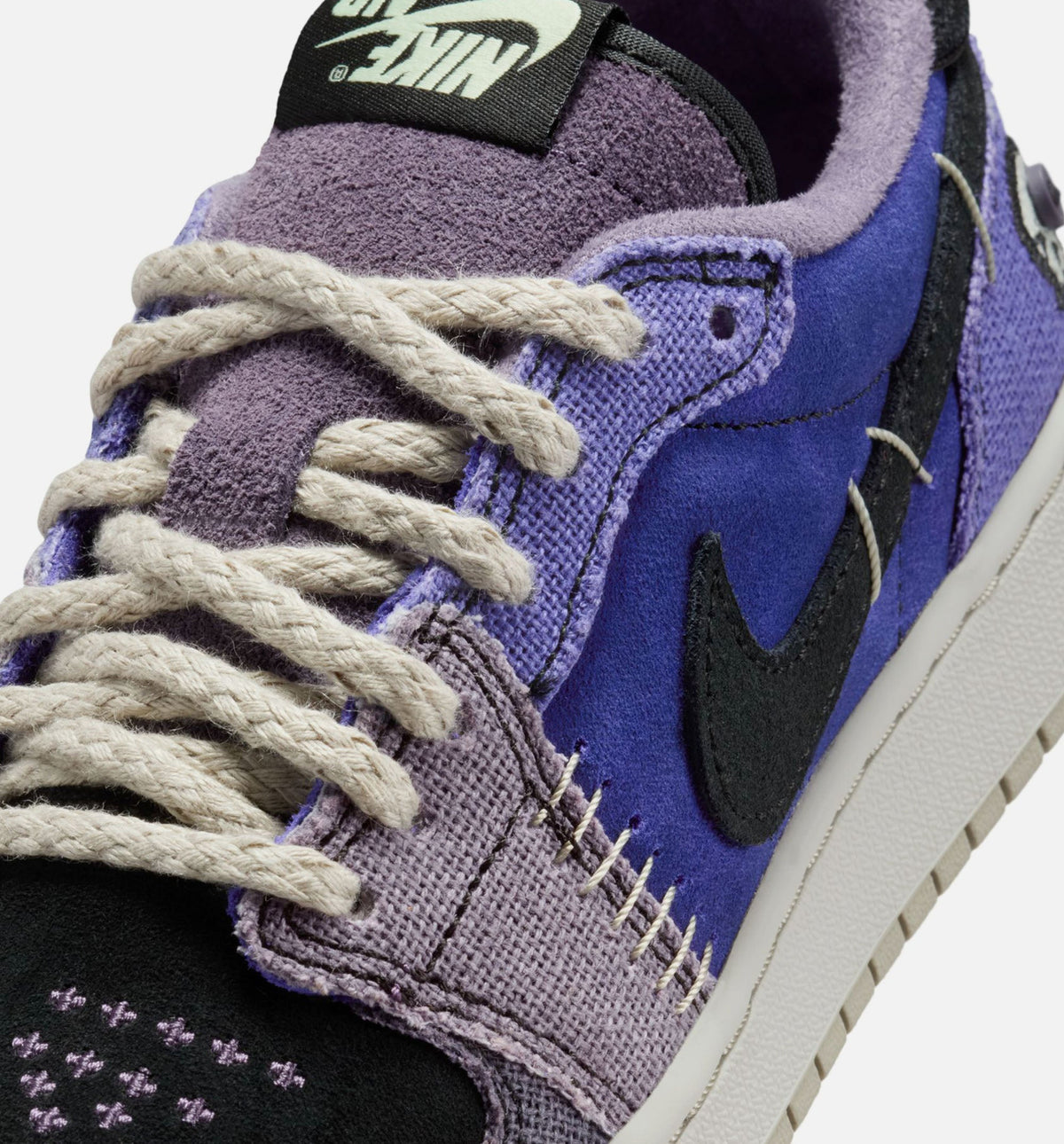 Air Jordan 1 Low OG Grade School Shoes - Regency Purple/Vapor Green/Black/Dark Raisin/Daybreak/Light Silver