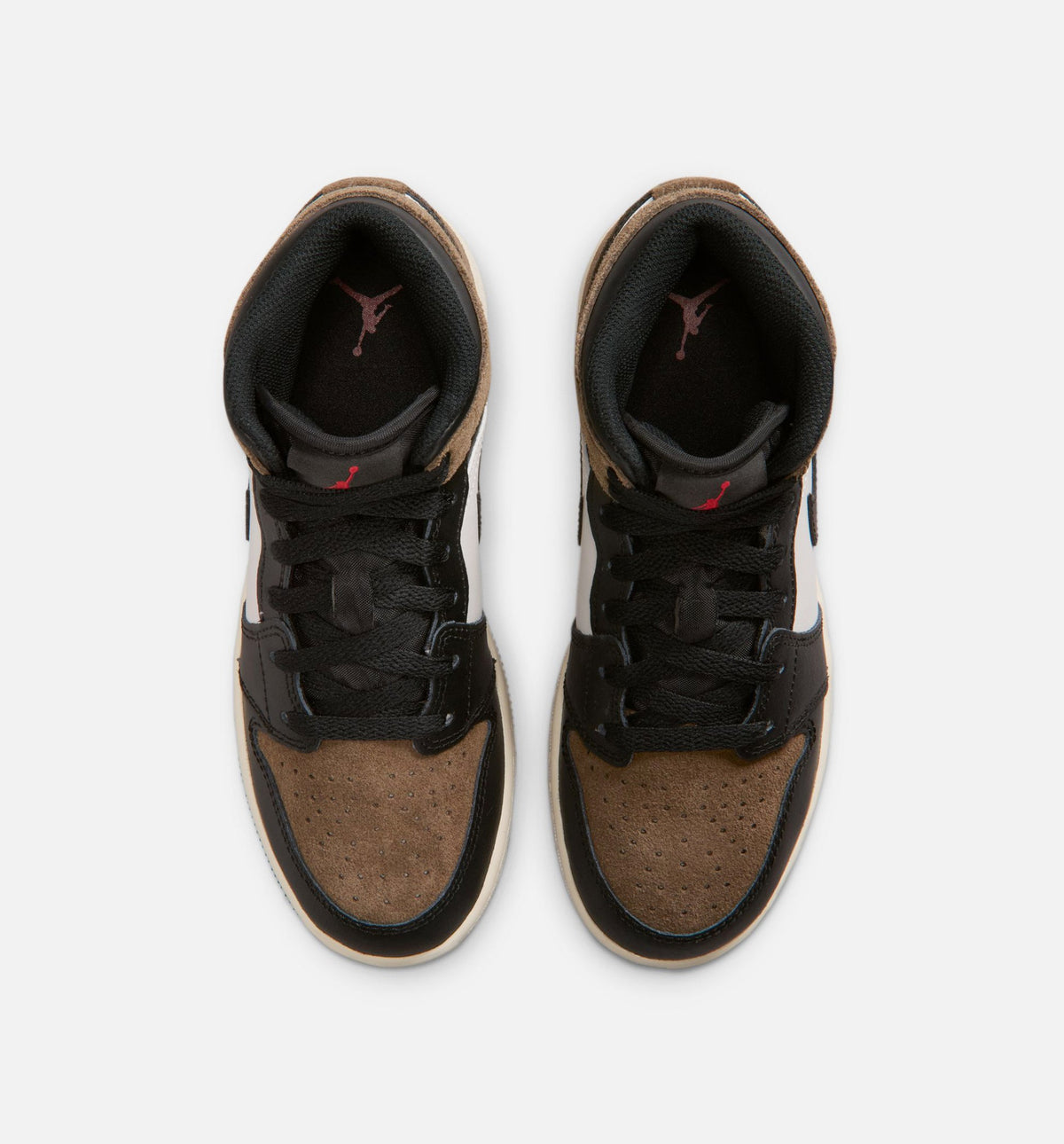 Air Jordan 1 Mid Grade School Shoes - Black/Phantom/Palomino/University Red