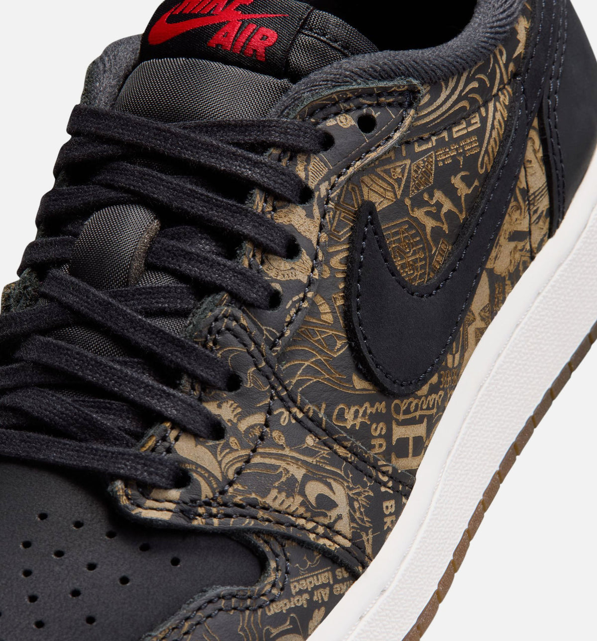 Air Jordan 1 Retro Low OG Laser Black & Varsity Red Grade School Shoes - Black/Varsity Red/Summit White