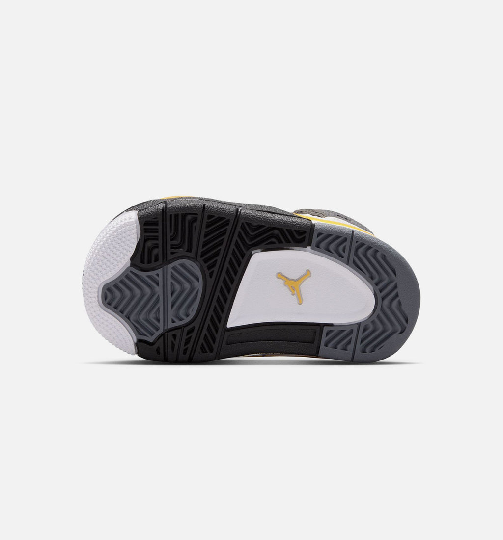 Air Jordan 4 Retro Rare Air Tour Yellow Infant Toddler Shoes - White/Dark Blue Grey/Black/Tour Yellow