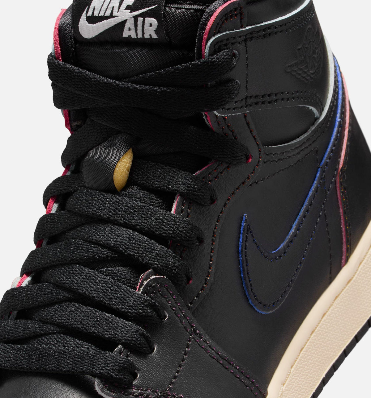 Air Jordan 1 Retro High OG Grade School Shoes - Black/Black/Muslin