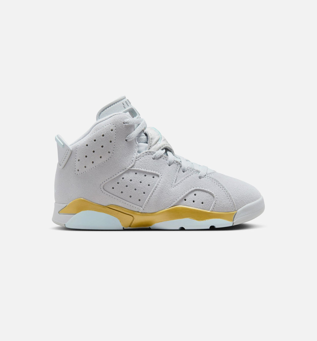 Air Jordan 6 Retro Pearl Preschool Shoes - Pure Platinum/Glacier Blue/Metallic Gold