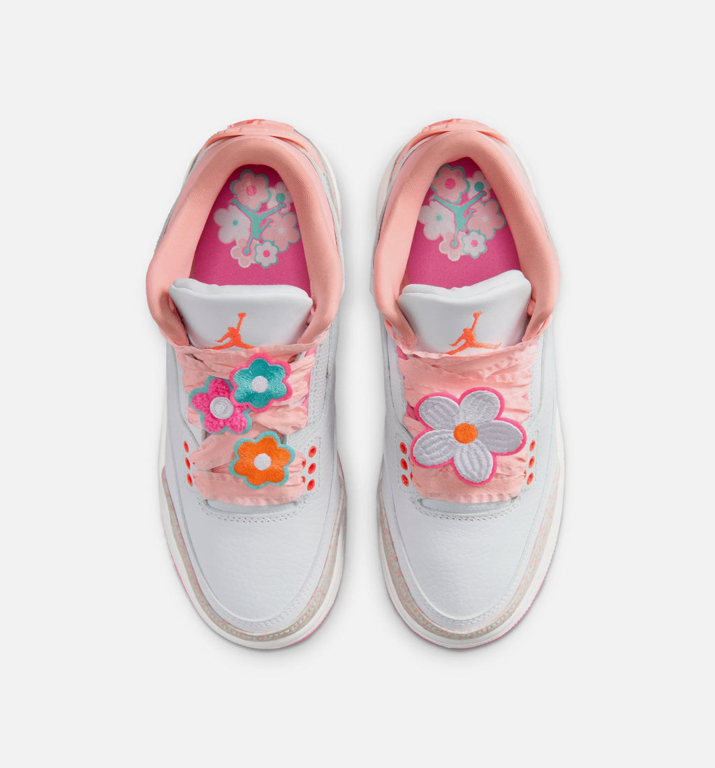 Air Jordan 3 Retro Spring Flowers Grade School Shoes - Pearl Pink/Pink Bloom/Pink Glow/Hyper Orange