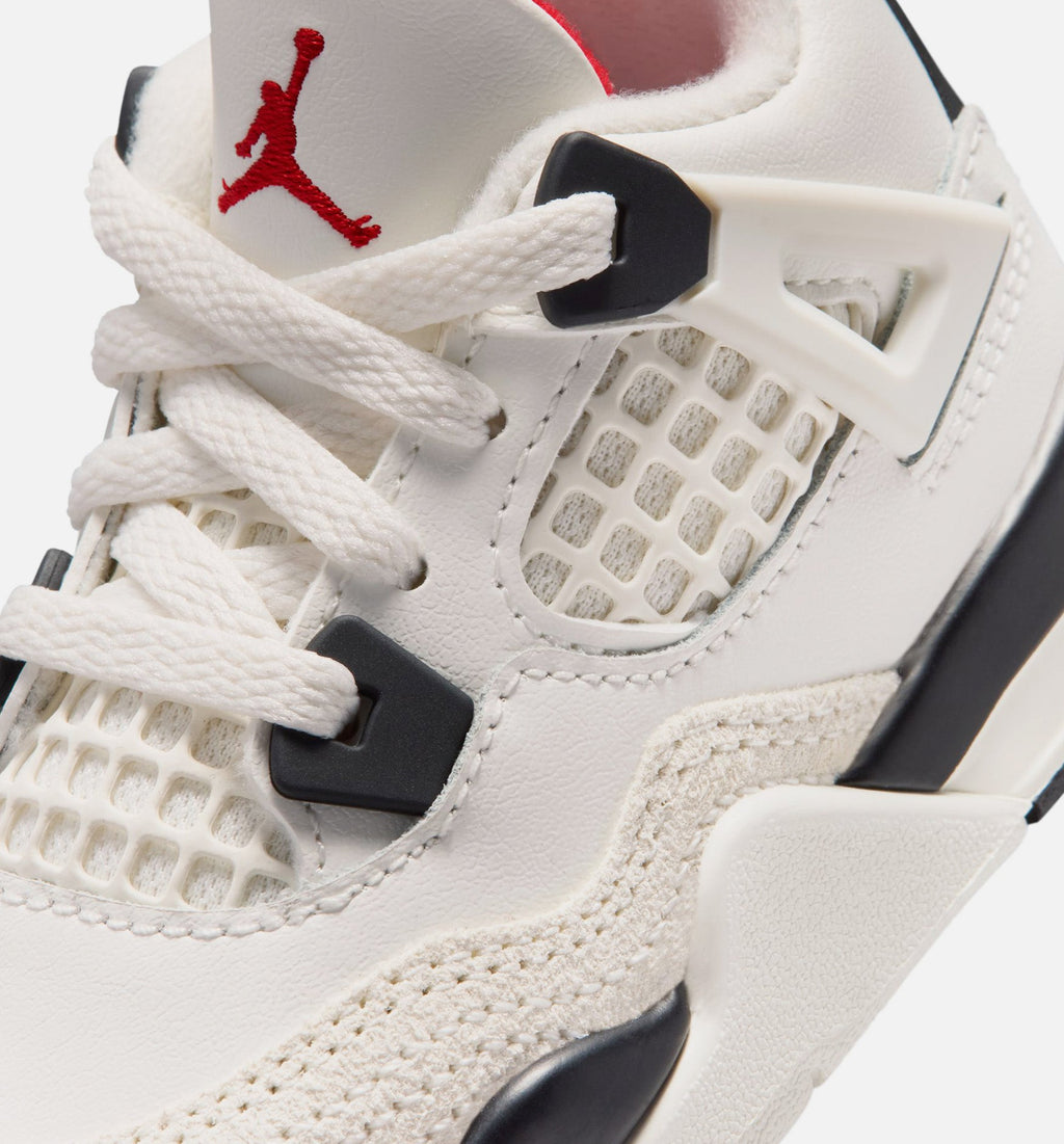 Air Jordan 4 Retro Flight Club Infant Toddler Shoes - Sail/Black/University Red