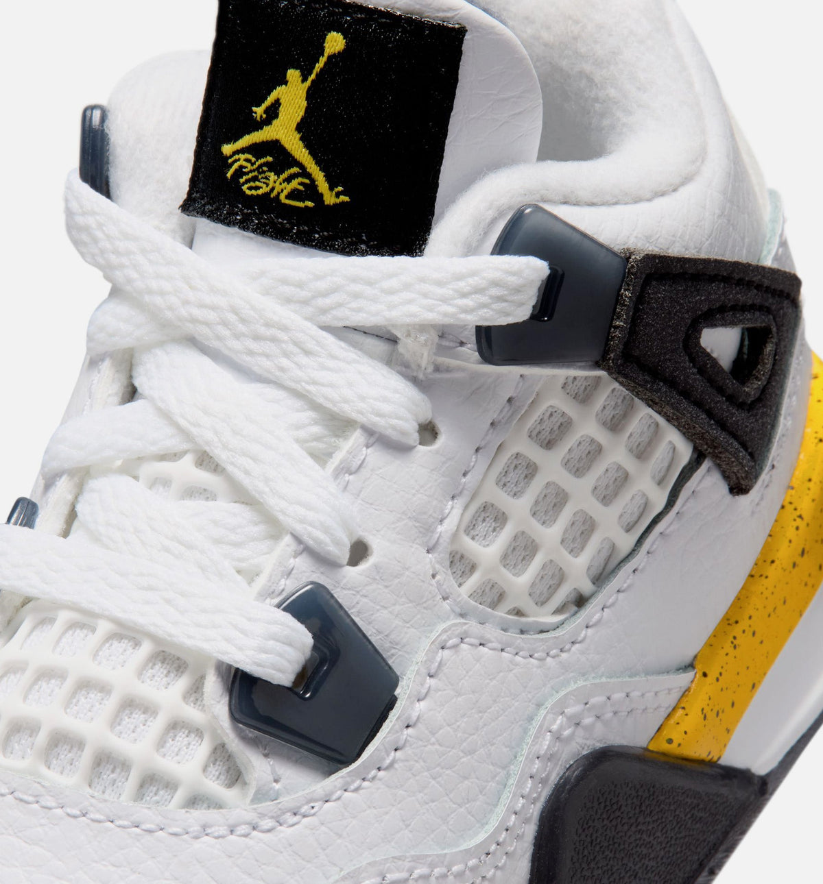 Air Jordan 4 Retro Rare Air Tour Yellow Infant Toddler Shoes - White/Dark Blue Grey/Black/Tour Yellow