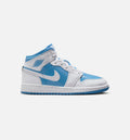 Air Jordan 1 Mid Grade School Shoes - White/Legend Blue