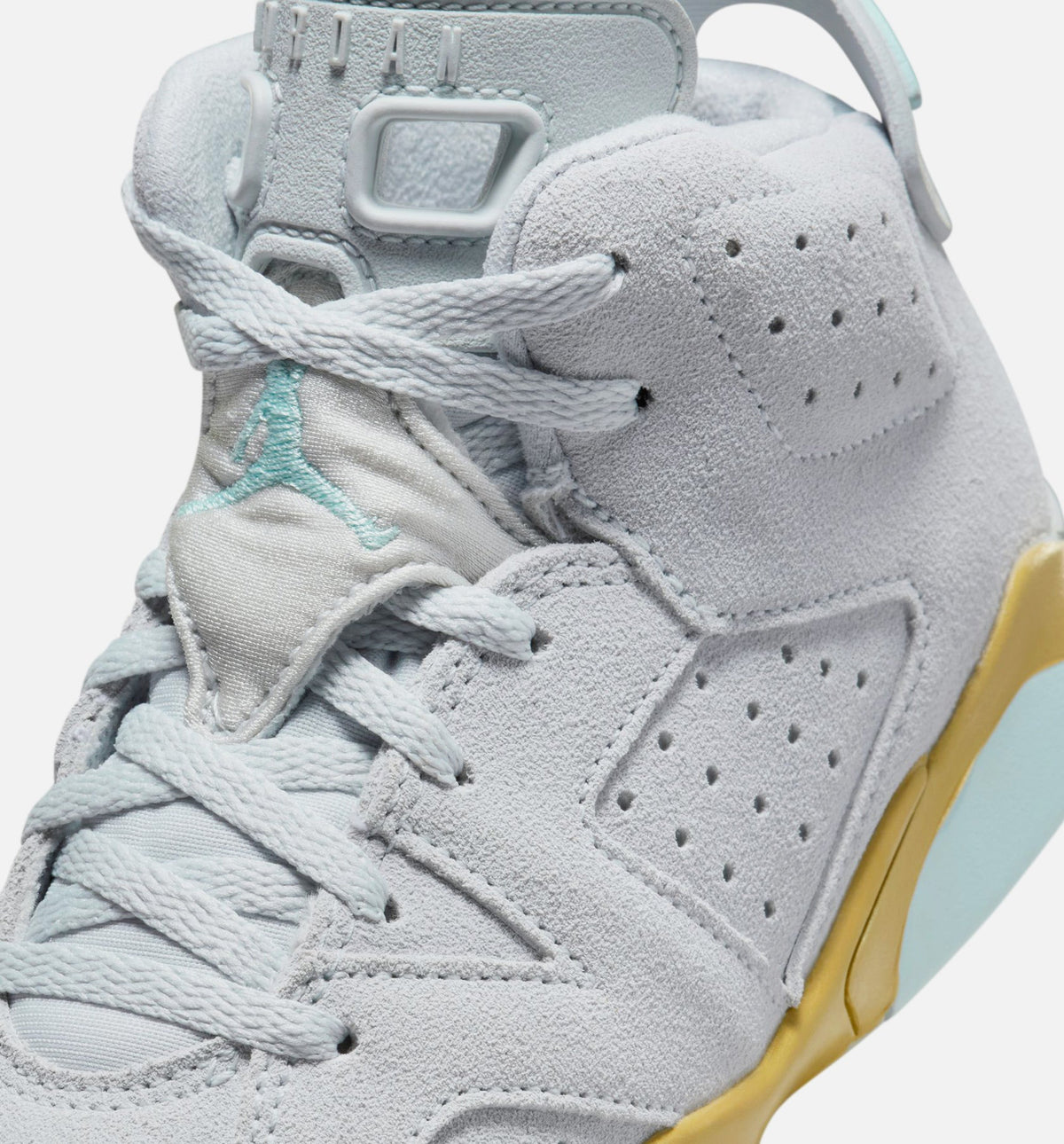 Air Jordan 6 Retro Pearl Preschool Shoes - Pure Platinum/Glacier Blue/Metallic Gold