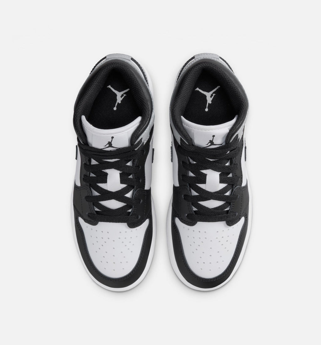 Air Jordan 1 Mid Grade School Shoes - White/Light Smoke Grey/Black