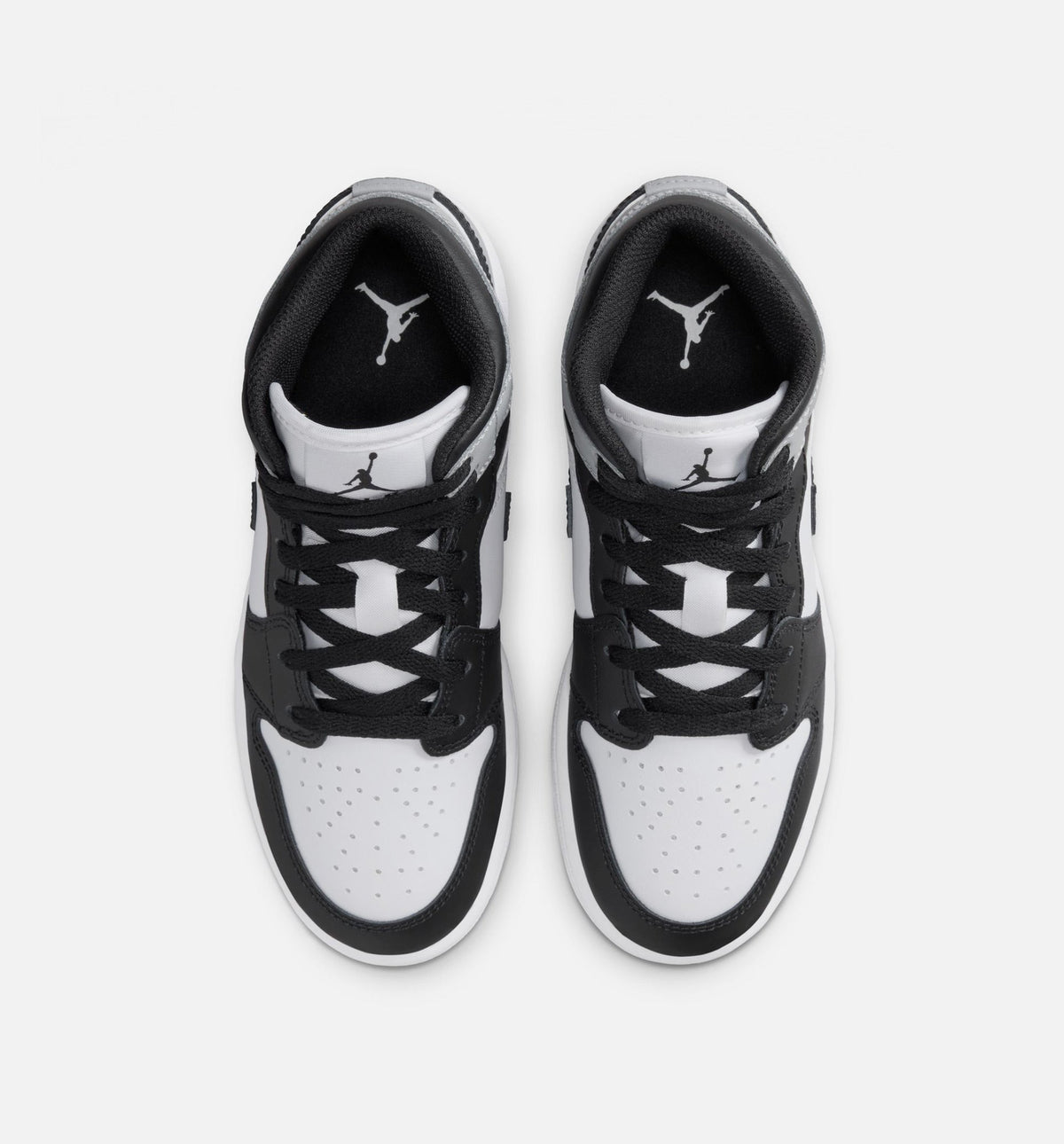 Air Jordan 1 Mid Grade School Shoes - White/Light Smoke Grey/Black