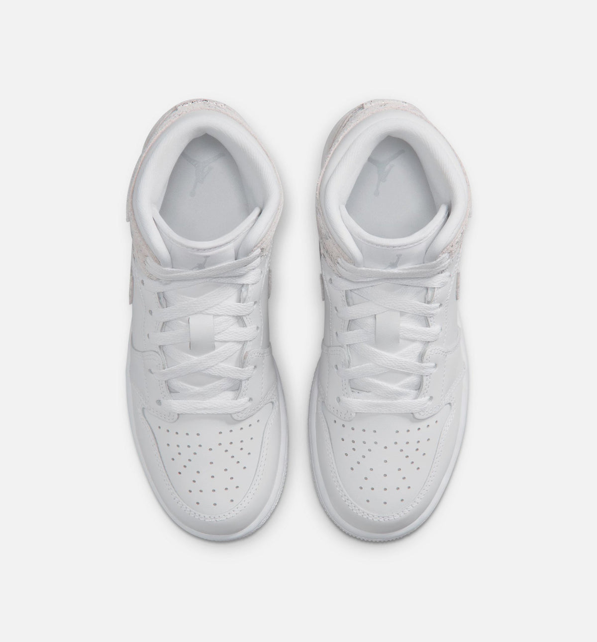 Air Jordan 1 Mid SE Grade School Shoes - White/Field Silver