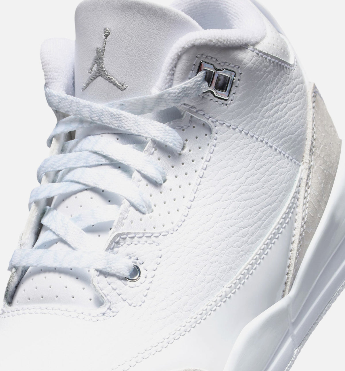 Air Jordan 3 Retro White & Silver Preschool Shoes - White/Metallic Silver