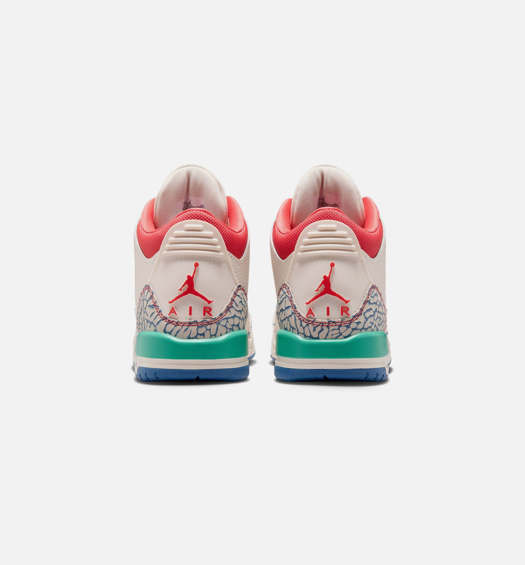 Air Jordan 3 Retro Play Your Way Grade School Shoes - Chalk/Track Red/True Blue/Kinetic Green