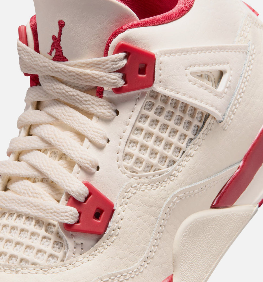 Air Jordan 4 Retro Valentine's Day Preschool Shoes - Pale Ivory/Sierra Red/Tough Red