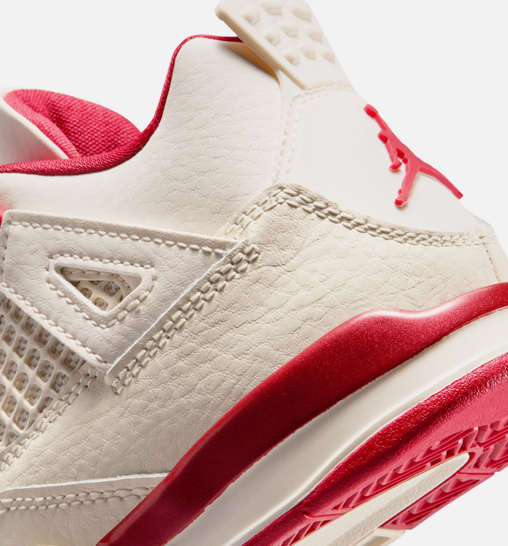 Air Jordan 4 Retro Valentine's Day Preschool Shoes - Pale Ivory/Sierra Red/Tough Red