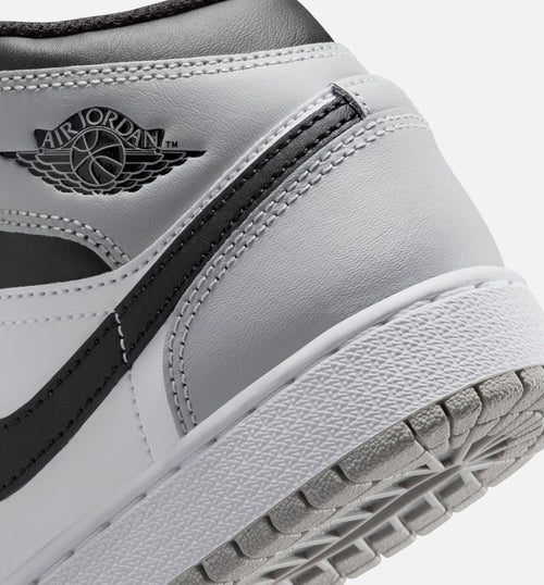 Air Jordan 1 Mid Grade School Shoes - White/Light Smoke Grey/Black