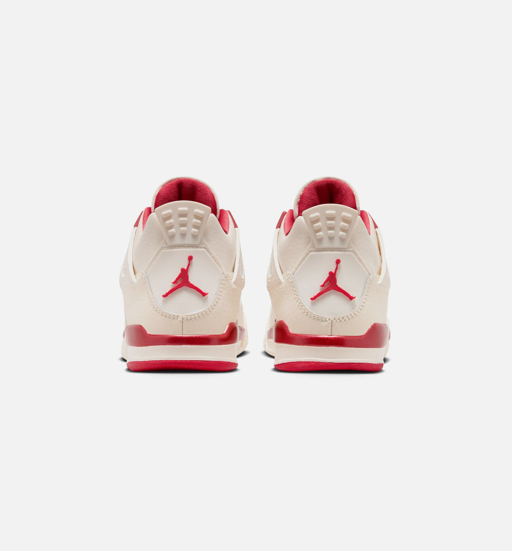 Air Jordan 4 Retro Valentine's Day Preschool Shoes - Pale Ivory/Sierra Red/Tough Red