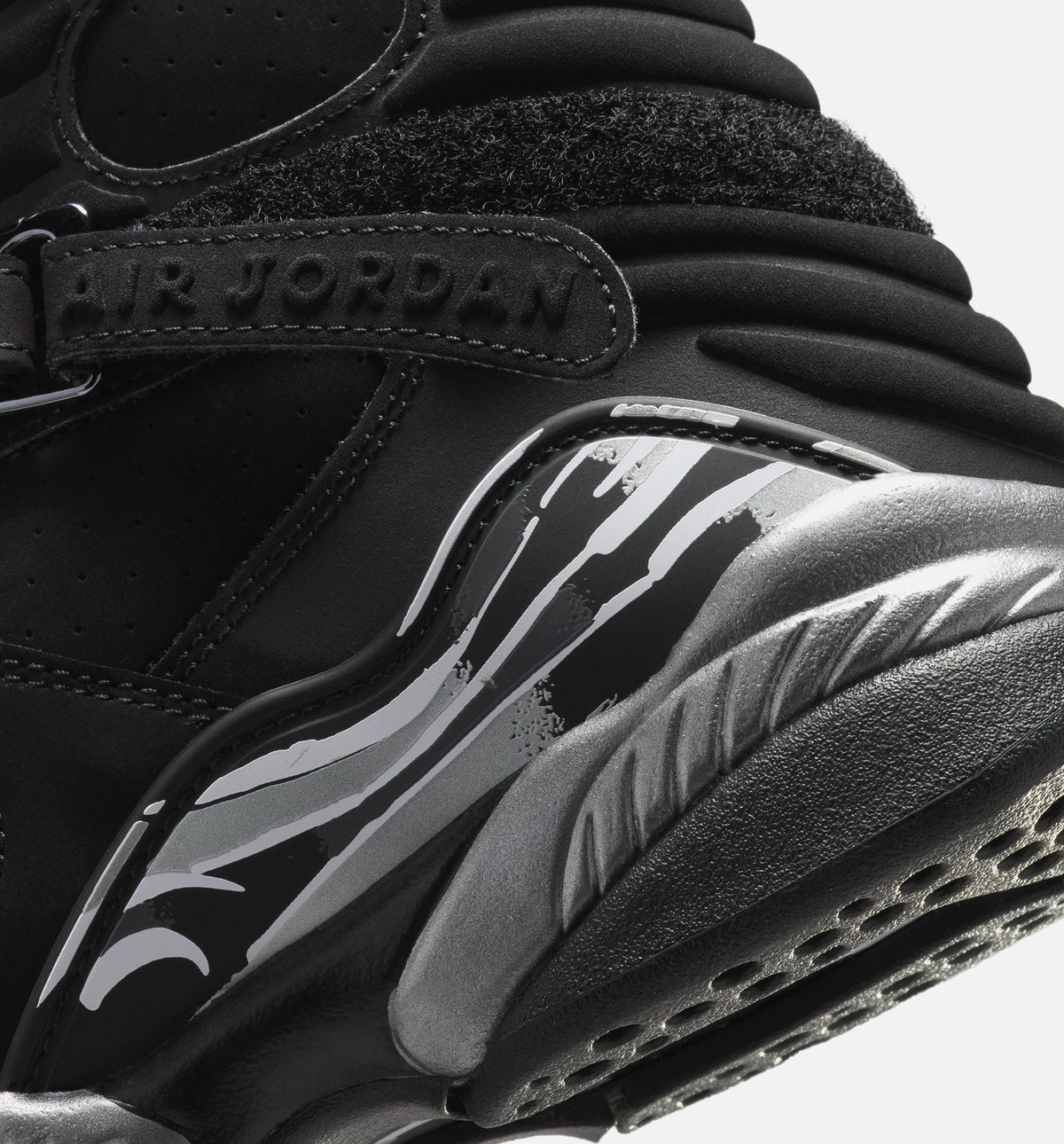Air Jordan 8 Retro Chrome Grade School Shoes - Black/White/Light Graphite