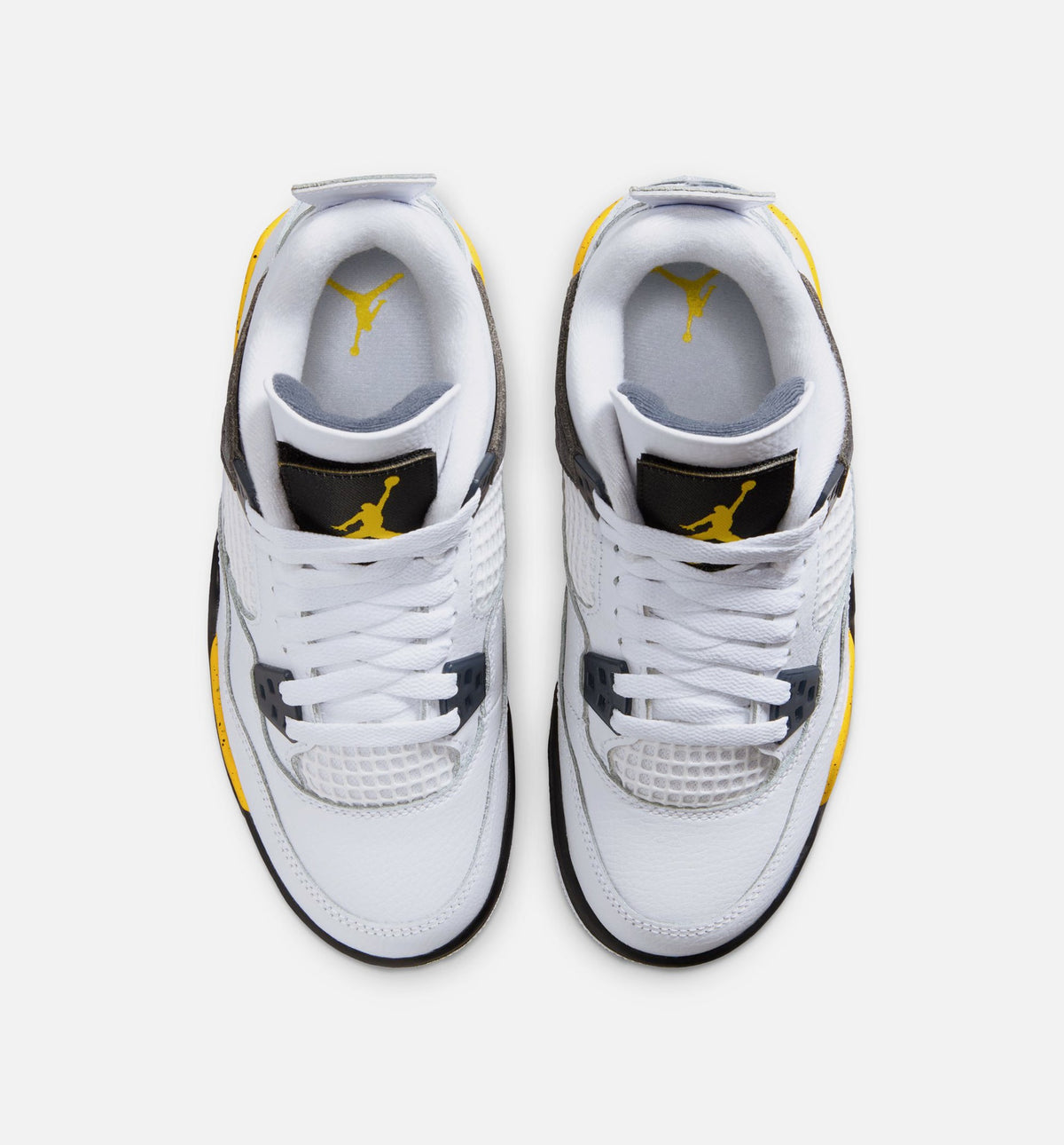 Air Jordan 4 Retro Rare Air Tour Yellow Grade School Shoes - White/Dark Blue Grey/Black/Tour Yellow