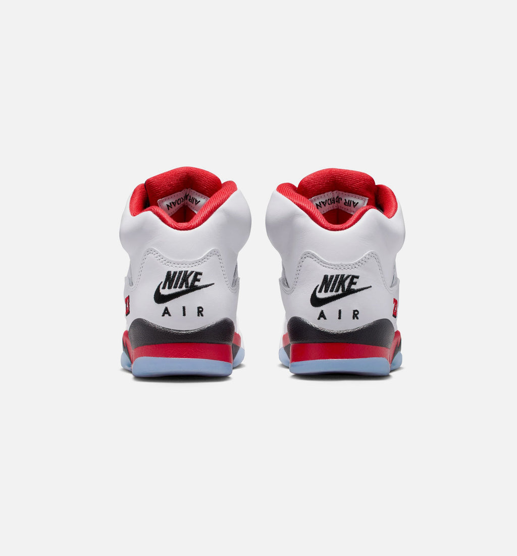 Air Jordan 5 Retro Fire Red Grade School Shoes - White/Fire Red/Black