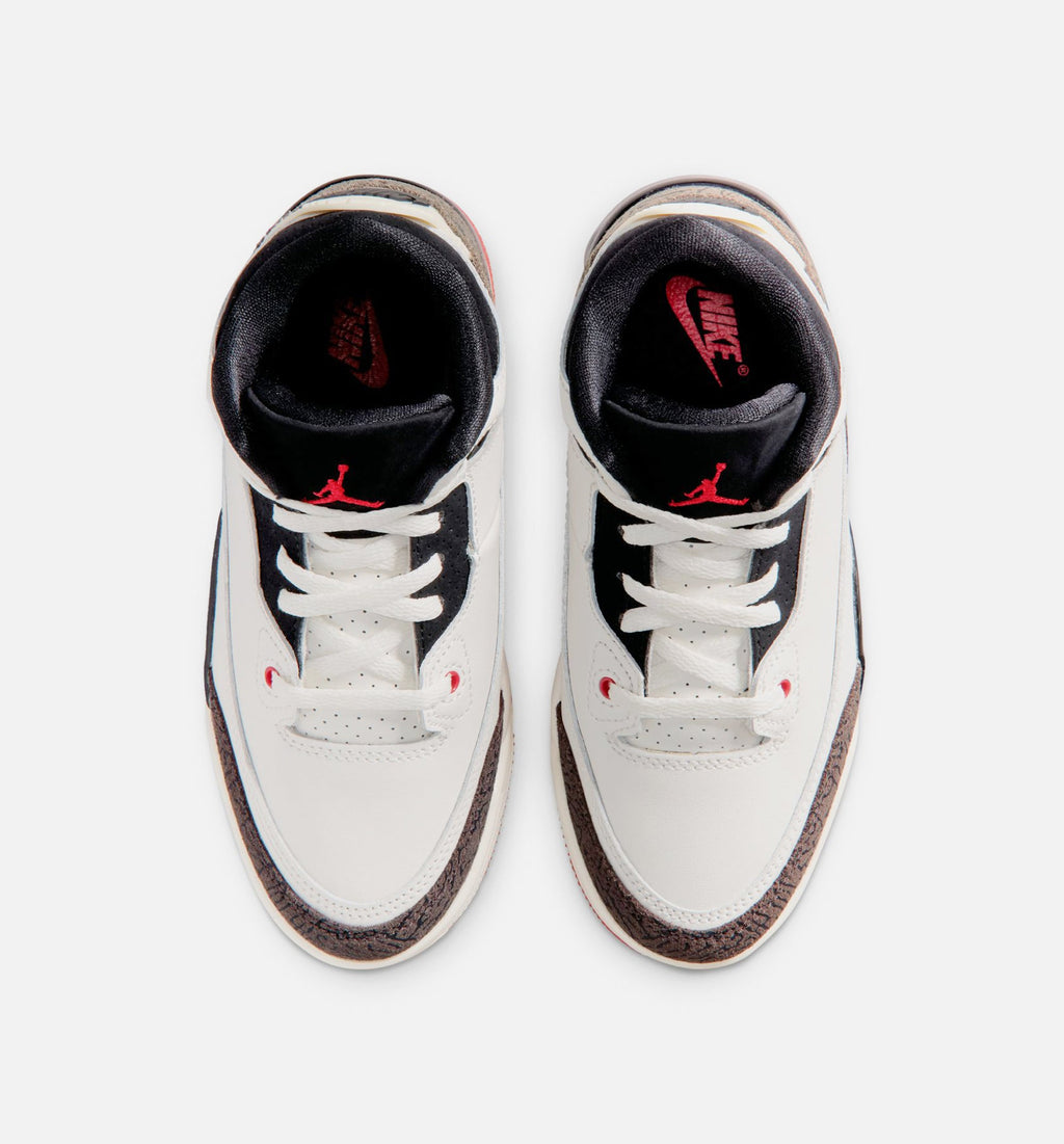 Air Jordan 3 Retro Sail and University Red Preschool Shoes - Sail/Black/University Red/Pale Ivory