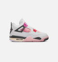 Air Jordan 4 Retro Comic Grade School Shoes - Off-White/Fire Pink/Anthracite