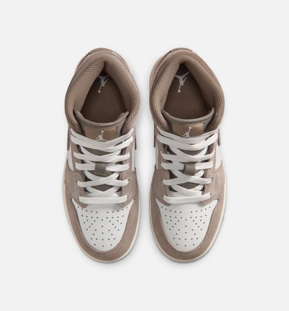 Air Jordan 1 Mid Grade School Shoes - Enigma Stone/Olive Grey/Summit White