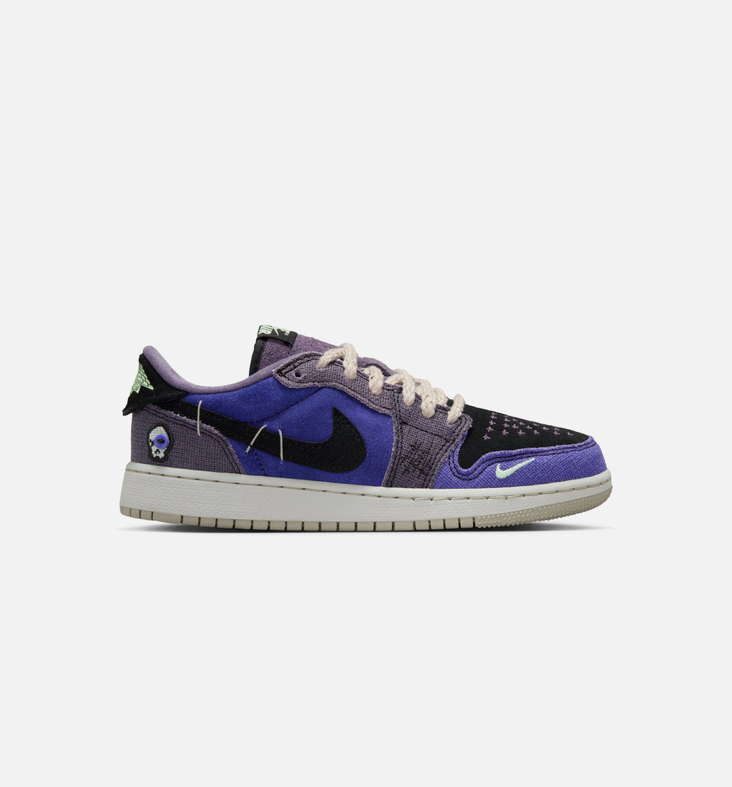 Air Jordan 1 Low OG Grade School Shoes - Regency Purple/Vapor Green/Black/Dark Raisin/Daybreak/Light Silver