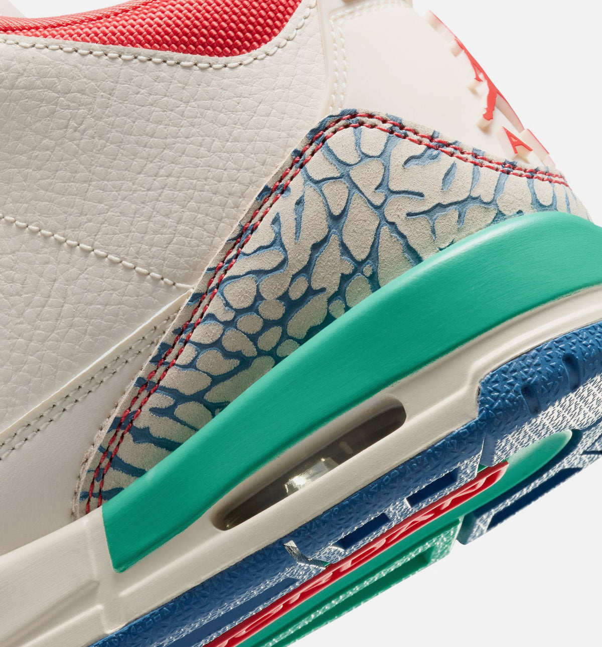 Air Jordan 3 Retro Play Your Way Grade School Shoes - Chalk/Track Red/True Blue/Kinetic Green