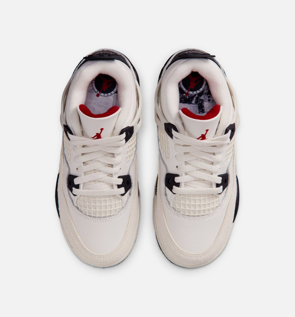 Air Jordan 4 Retro Flight Club Preschool Shoes - Sail/Black/University Red