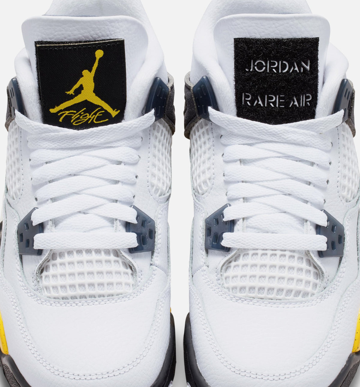 Air Jordan 4 Retro Rare Air Tour Yellow Grade School Shoes - White/Dark Blue Grey/Black/Tour Yellow