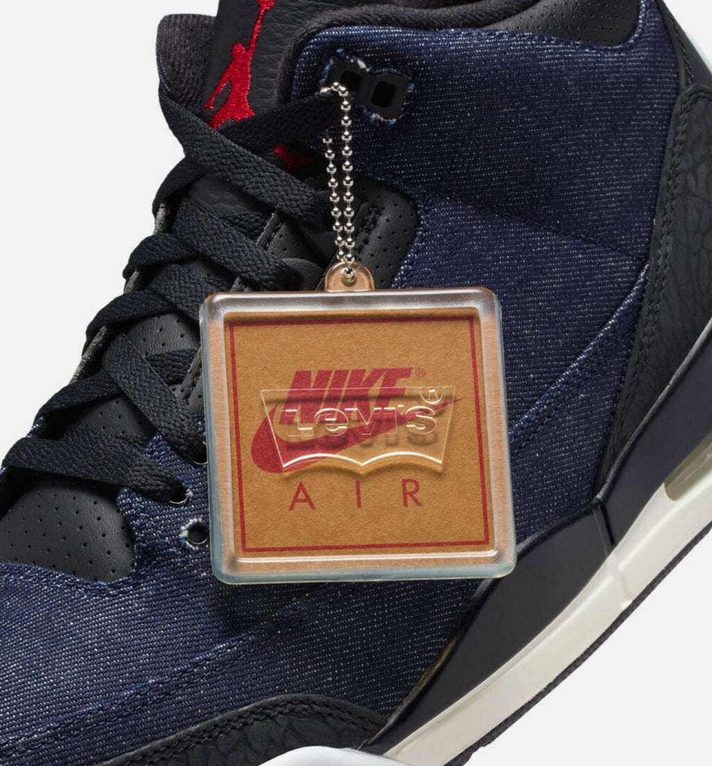 Air Jordan 3 x Levi's Indigo and Gym Red Men's Shoes - Denim/Black/Sail