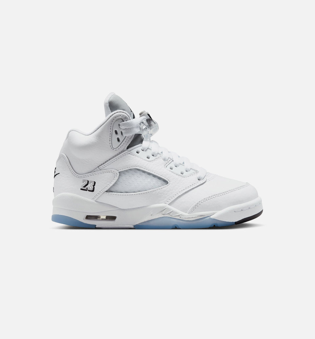 Air Jordan 5 Retro OG White Metallic Grade School Shoes - White/Black/Metallic Silver