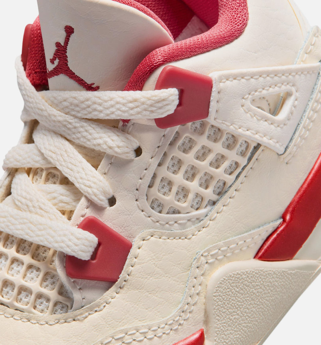 Air Jordan 4 Retro Valentine's Day Infant Toddler Shoes - Pale Ivory/Sierra Red/Tough Red