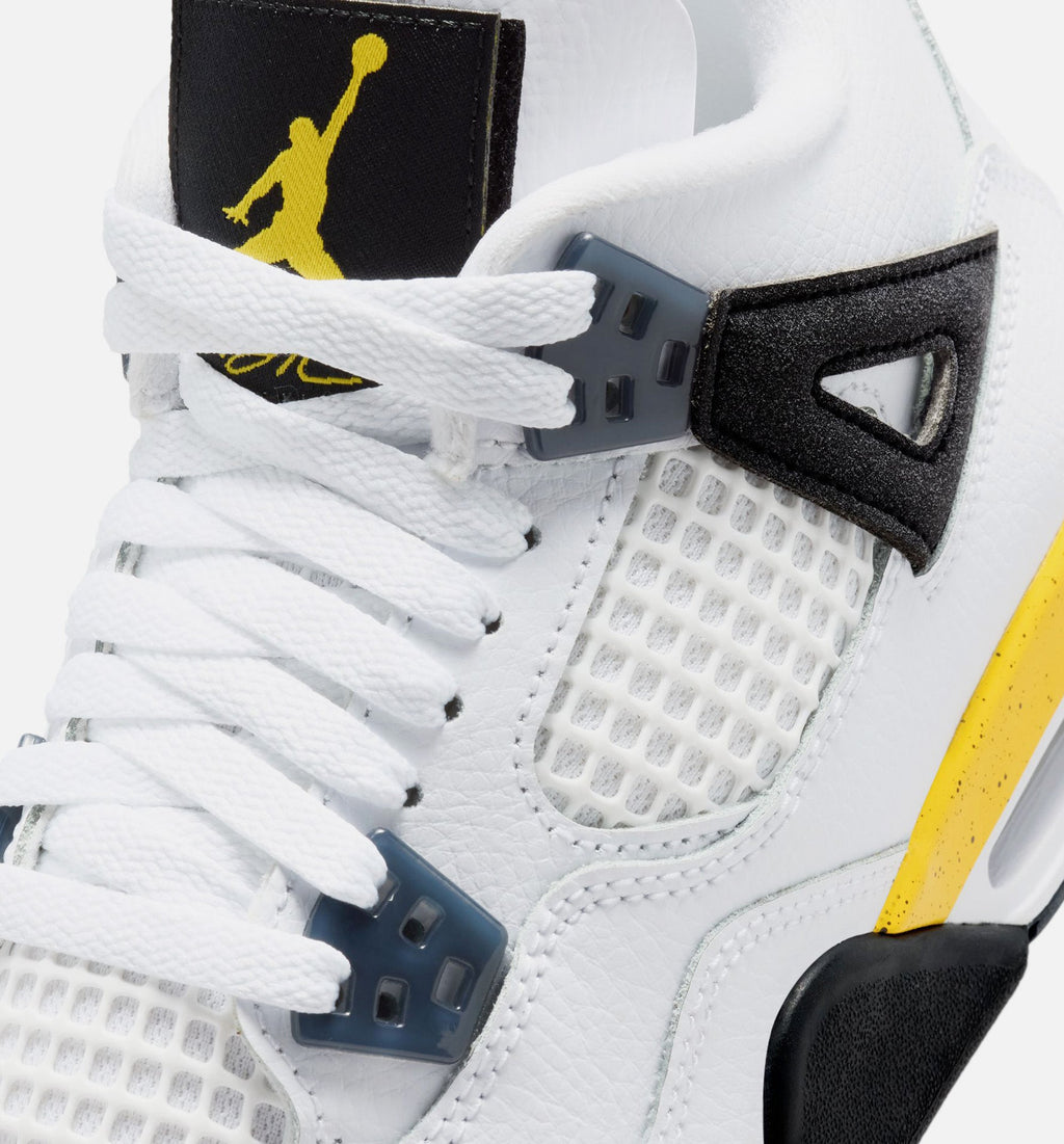 Air Jordan 4 Retro Rare Air Tour Yellow Grade School Shoes - White/Dark Blue Grey/Black/Tour Yellow