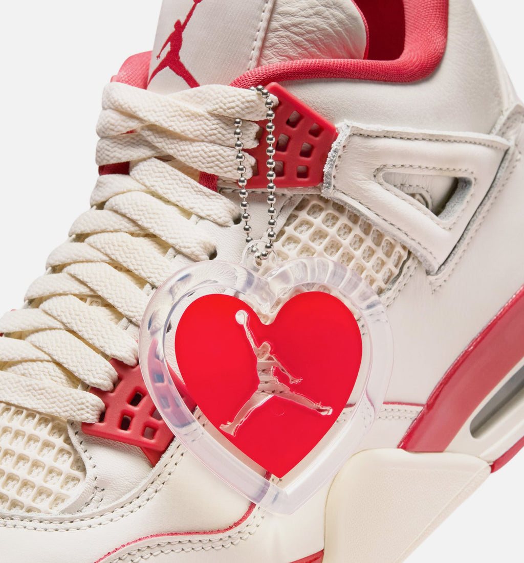 Air Jordan 4 Retro Valentine's Day Women's Shoes - Pale Ivory/Sierra Red/Tough Red