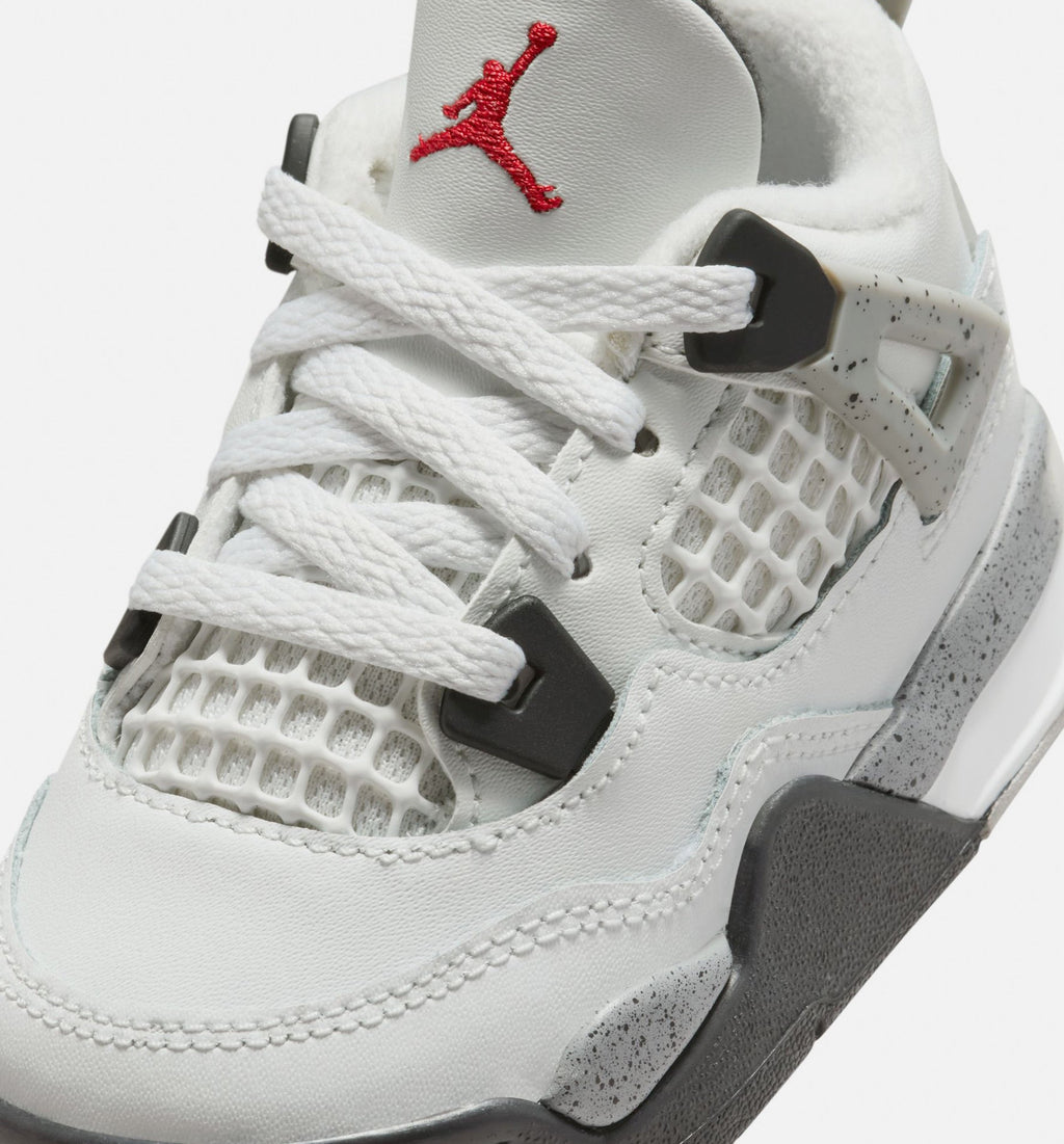 Air Jordan 4 Retro White Cement Infant & Toddler Shoes - Summit White/Fire Red/Cement Grey/Black