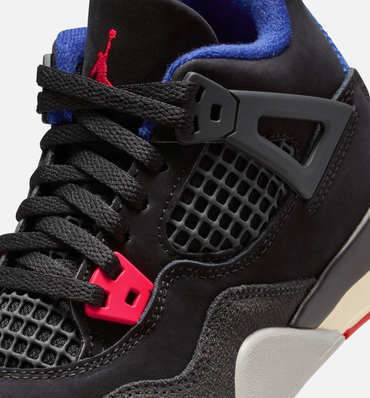 Air Jordan 4 Retro Rare Air Preschool Shoes - Black/Fire Red/Deep Royal Blue