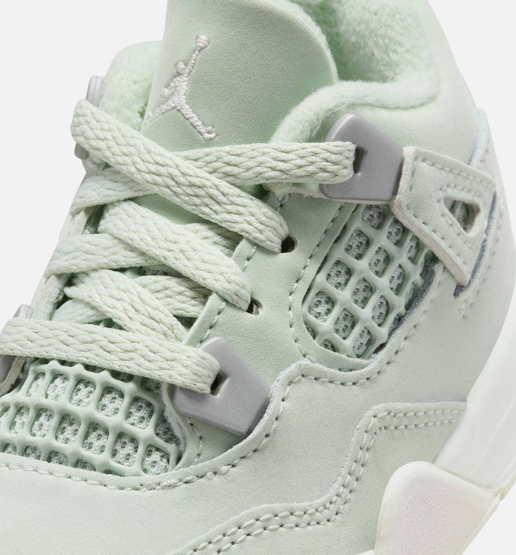 Air Jordan 4 Retro Abundance Infant & Toddler Shoes - Seafoam/Sail/Metallic Silver