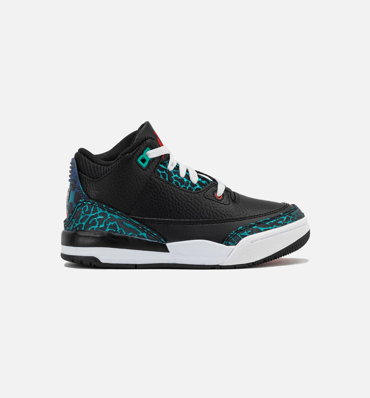Air Jordan 3 Retro Black & Hyper Jade Preschool Shoes - Black/Siren Red/Hyper Jade/White