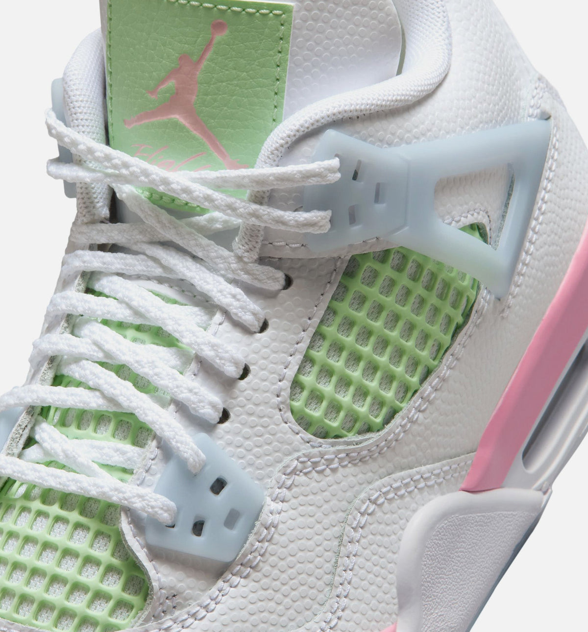 Air Jordan 4 Retro Medium Soft Pink Grade School Shoes - White/Medium Soft Pink/Half Blue