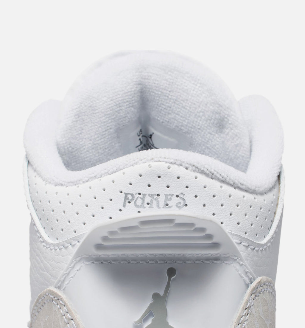 Air Jordan 3 Retro White & Silver Preschool Shoes - White/Metallic Silver