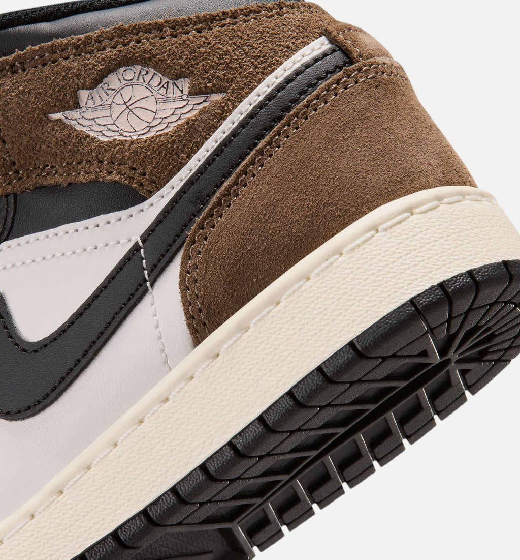 Air Jordan 1 Mid Grade School Shoes - Black/Phantom/Palomino/University Red
