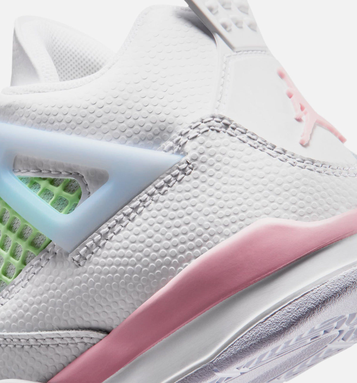 Air Jordan 4 Retro Medium Soft Pink Preschool Shoes - White/Medium Soft Pink/Half Blue