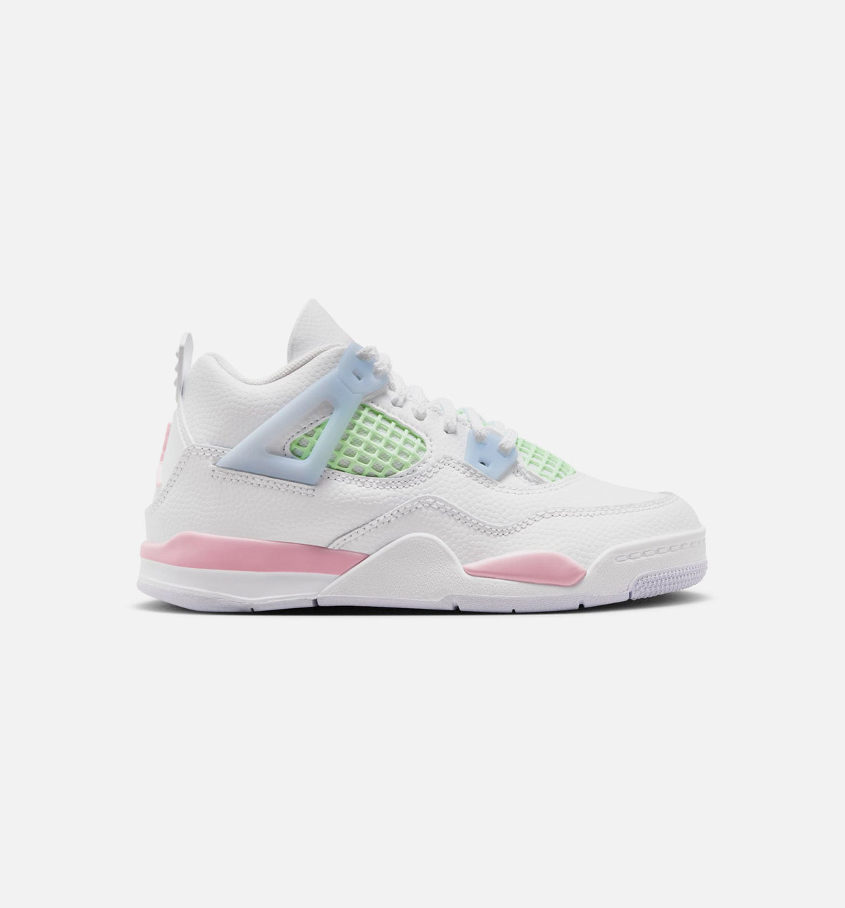 Air Jordan 4 Retro Medium Soft Pink Preschool Shoes - White/Medium Soft Pink/Half Blue
