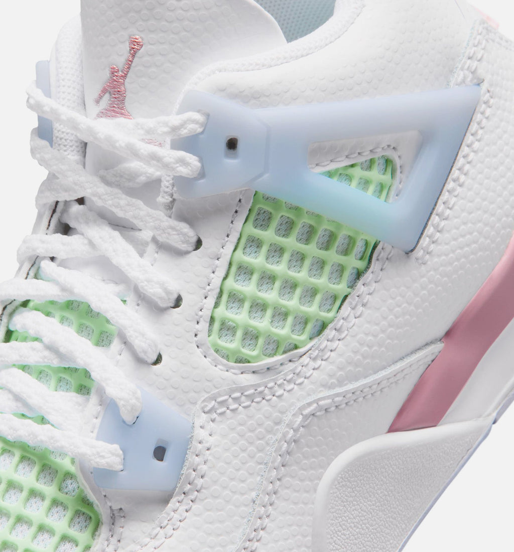 Air Jordan 4 Retro Medium Soft Pink Preschool Shoes - White/Medium Soft Pink/Half Blue