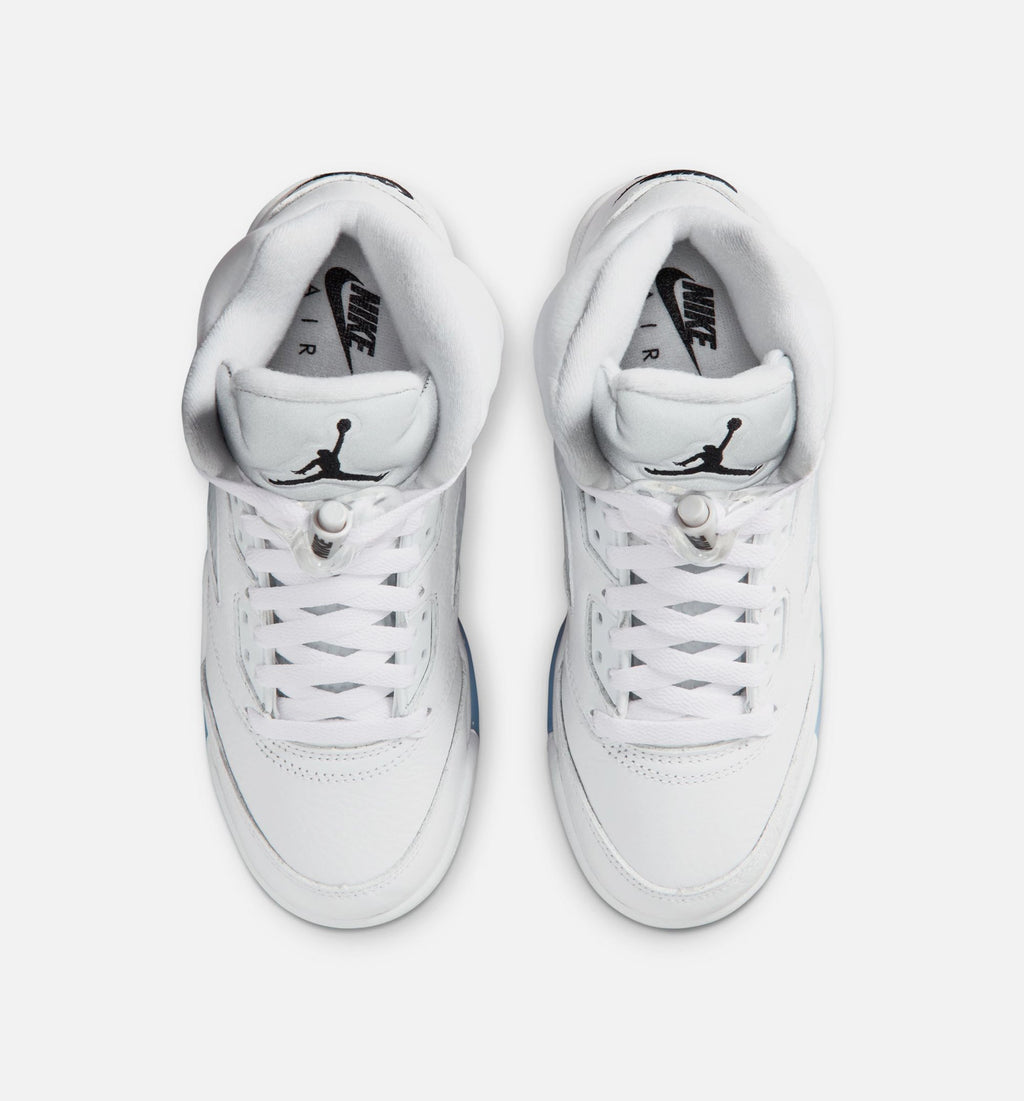 Air Jordan 5 Retro OG White Metallic Grade School Shoes - White/Black/Metallic Silver