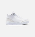 Air Jordan 3 Retro White & Silver Preschool Shoes - White/Metallic Silver