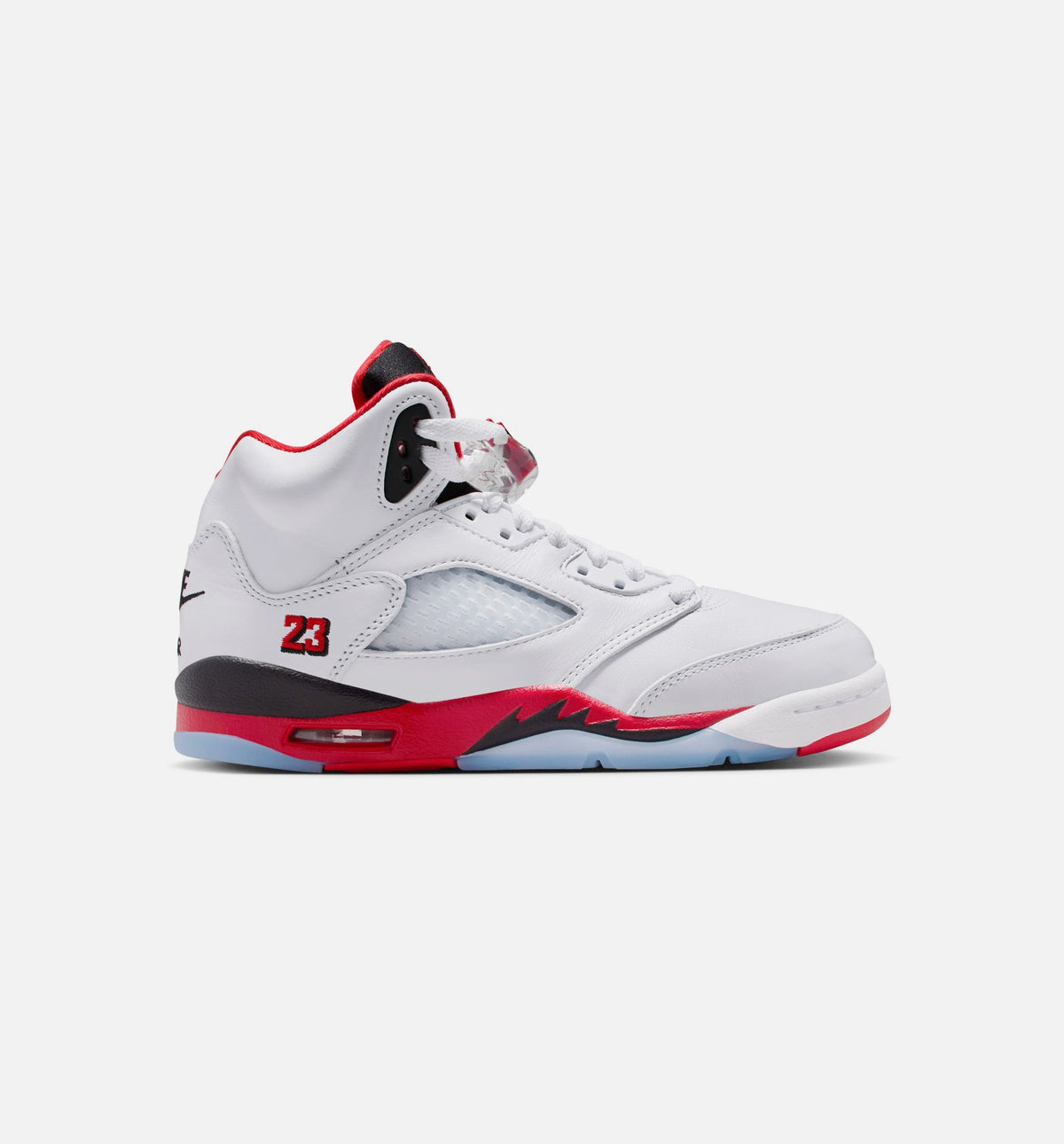 Air Jordan 5 Retro Fire Red Grade School Shoes - White/Fire Red/Black