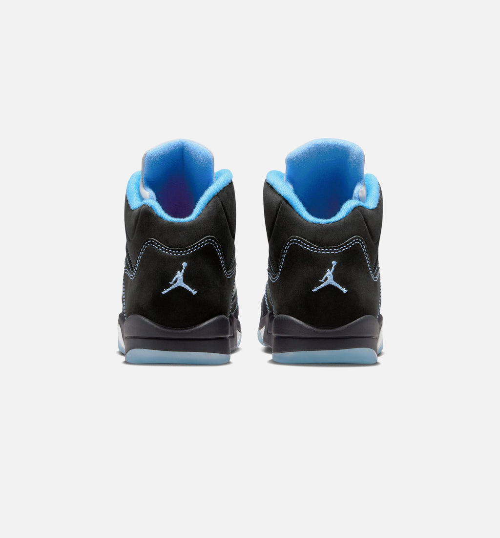 Air Jordan 5 Retro Black Carolina Preschool Shoes - Black/University Blue/White