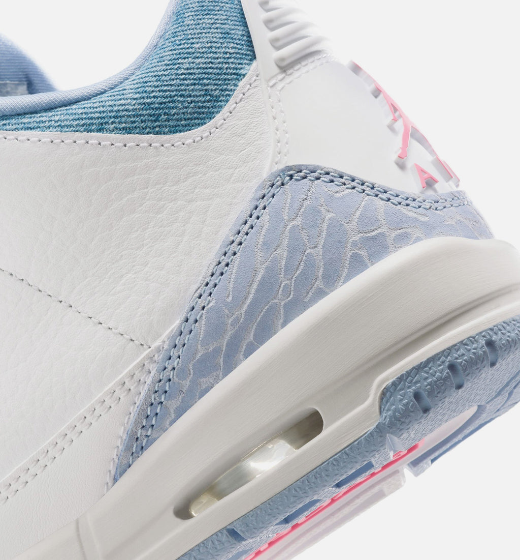 Air Jordan 3 Retro Cobalt Bliss Grade School Shoes - White/Cobalt Bliss/Football Grey/Pink Glow